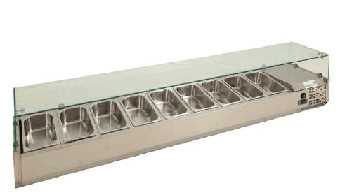 VRX2000 Chilled toppings rail with s/steel lid